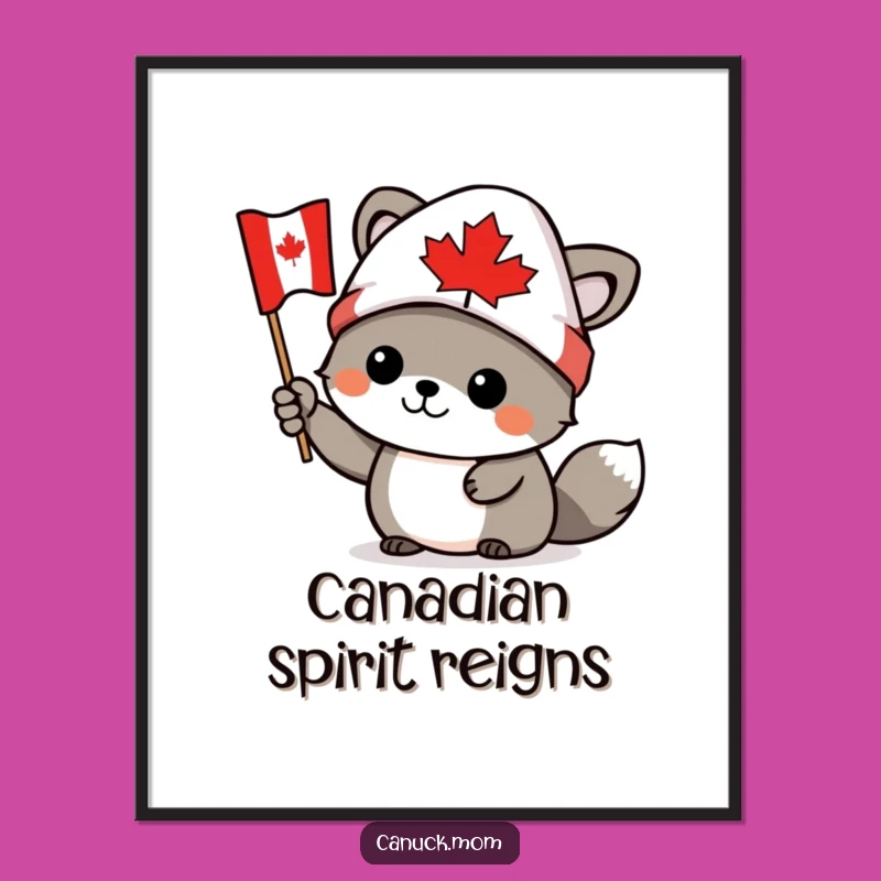 Funny Canadian Digital Art - Toque Flag Character Decor Print Gift