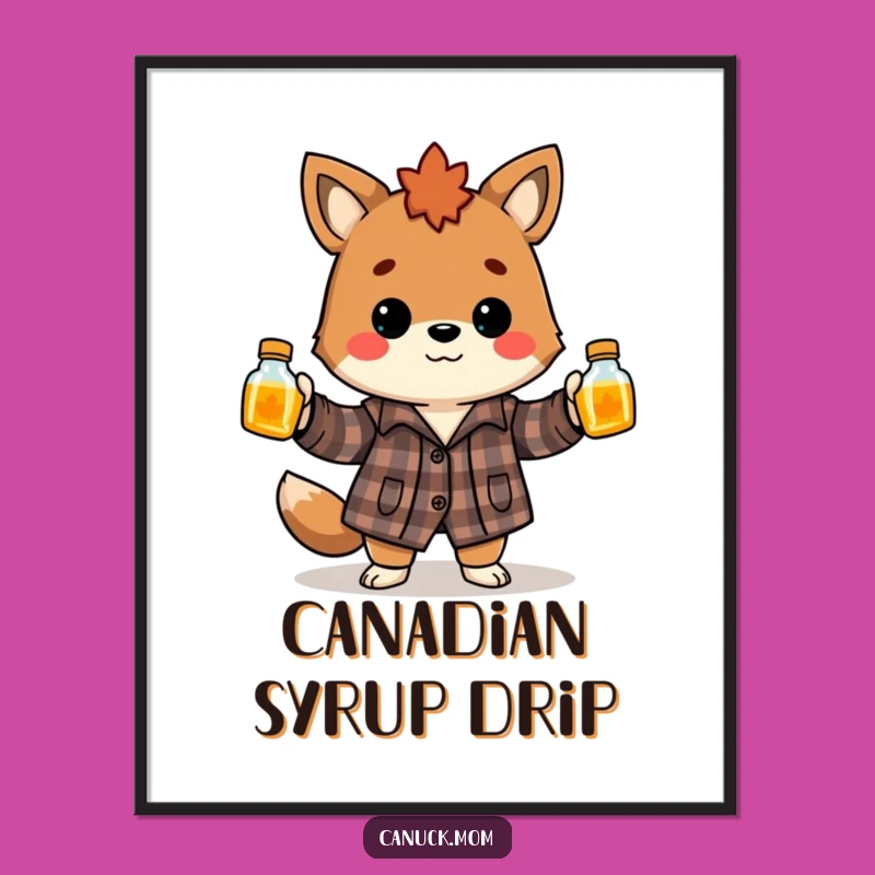 Funny Canadian Animal Maple Syrup Juggling Digital Art Print - Instant Humor!