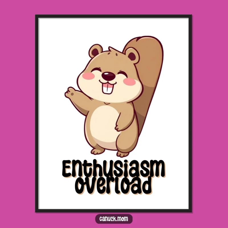 Funny Beaver Tail Character Digital Art: Printable Cheerful Greeting