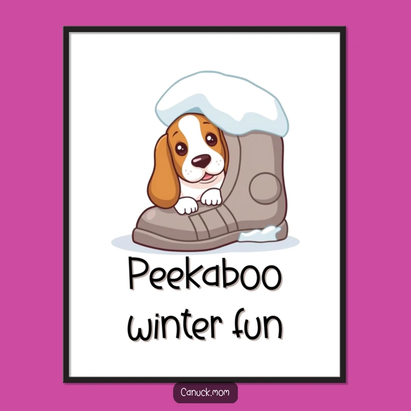 Funny Basset Hound Snowshoe Digital Art - Instant Winter Download