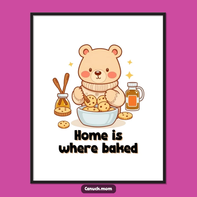 Funny Bear Baking Sweater Digital Print: Instant Cozy Kitchen Art