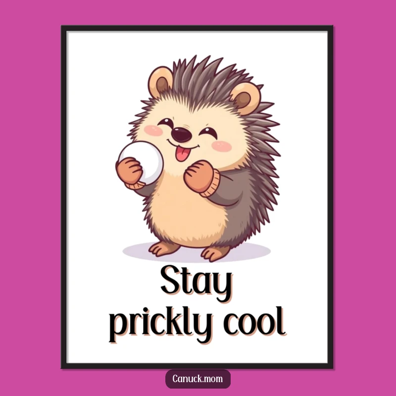 Funny Porcupine Snowball Digital Art: Instant Winter Download - Perfect Funny Gift
