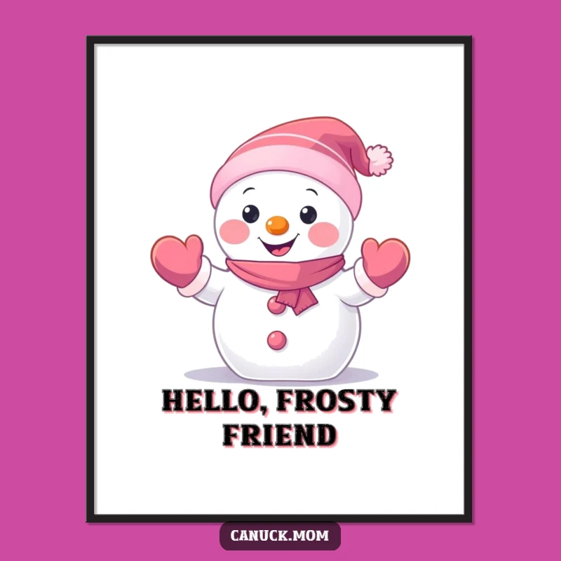 Funny Snowman Digital Print: Decorate with This Waving Character, an Instant Winter Funny Gift!