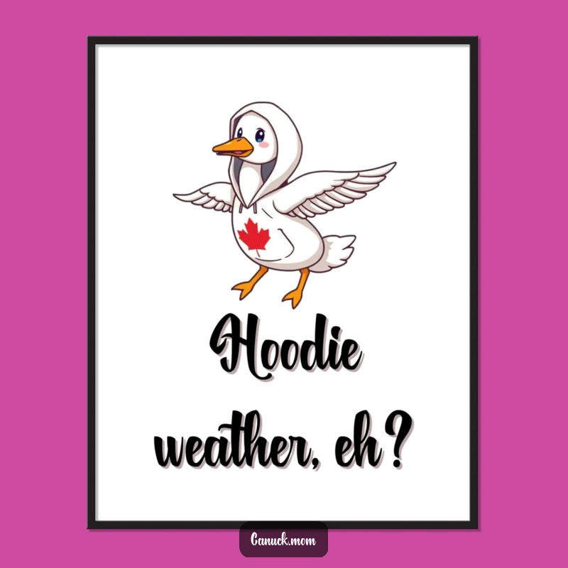 Funny Goose Hoodie Digital Art: Canadiana Migration Decor Gift