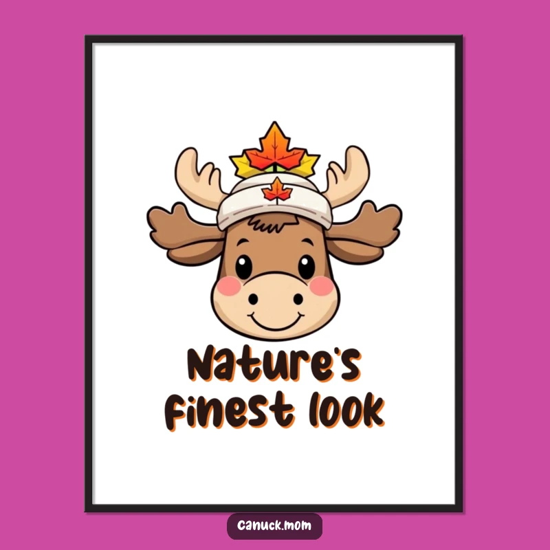 Funny Moose Maple Leaf Hat Digital Art - Instant Canadian Character Cheer