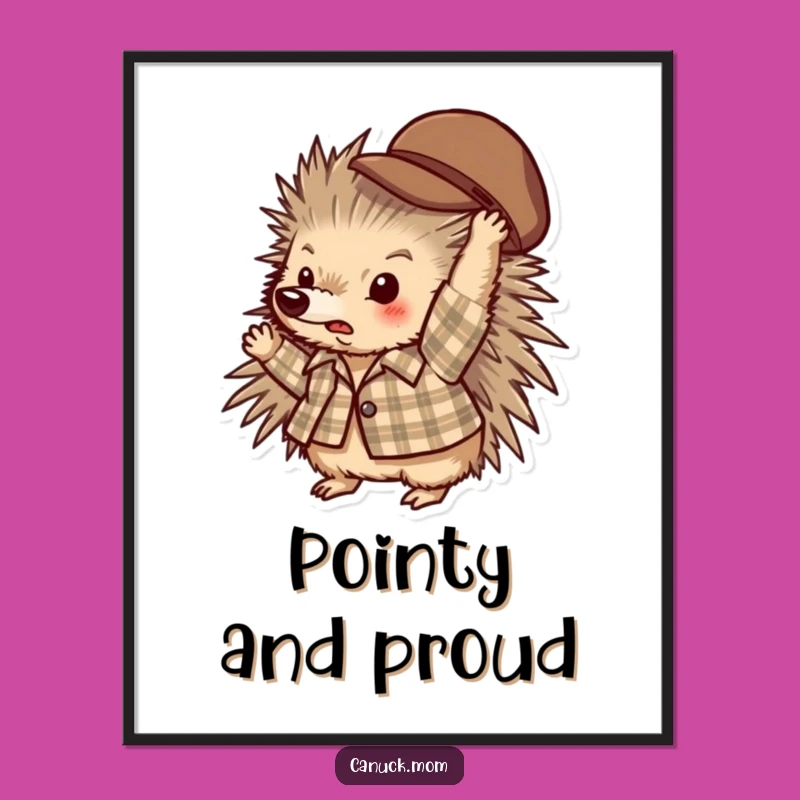 Funny Porcupine Plaid Digital Art: Hat Tosser Playful Downloadable Print