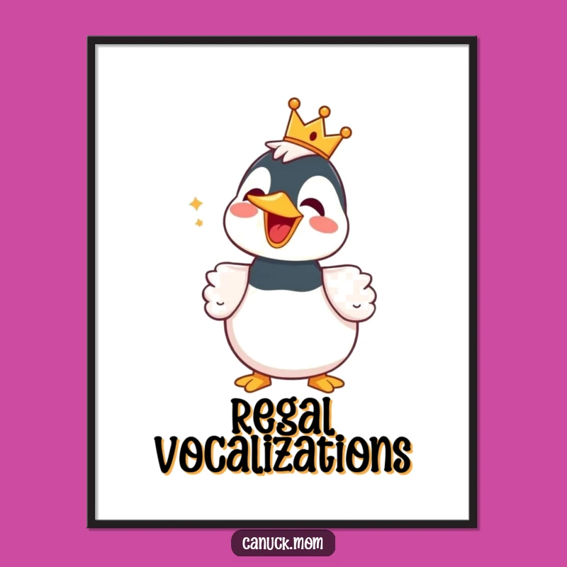 Funny Loon Digital Art Print with Crown - Instant Whimsy and Humor for Your Walls