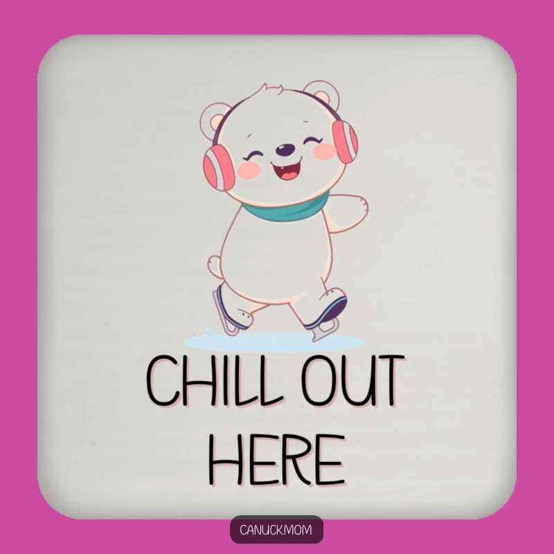 Funny Polar Bear Ice Skating Coaster Set: Giggling Arctic Pal for Table Protection