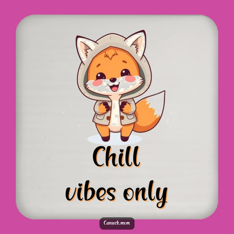 Funny Fox Parka Drink Coaster: Cute Arctic Fox Protector, Hilarious Home Gift!