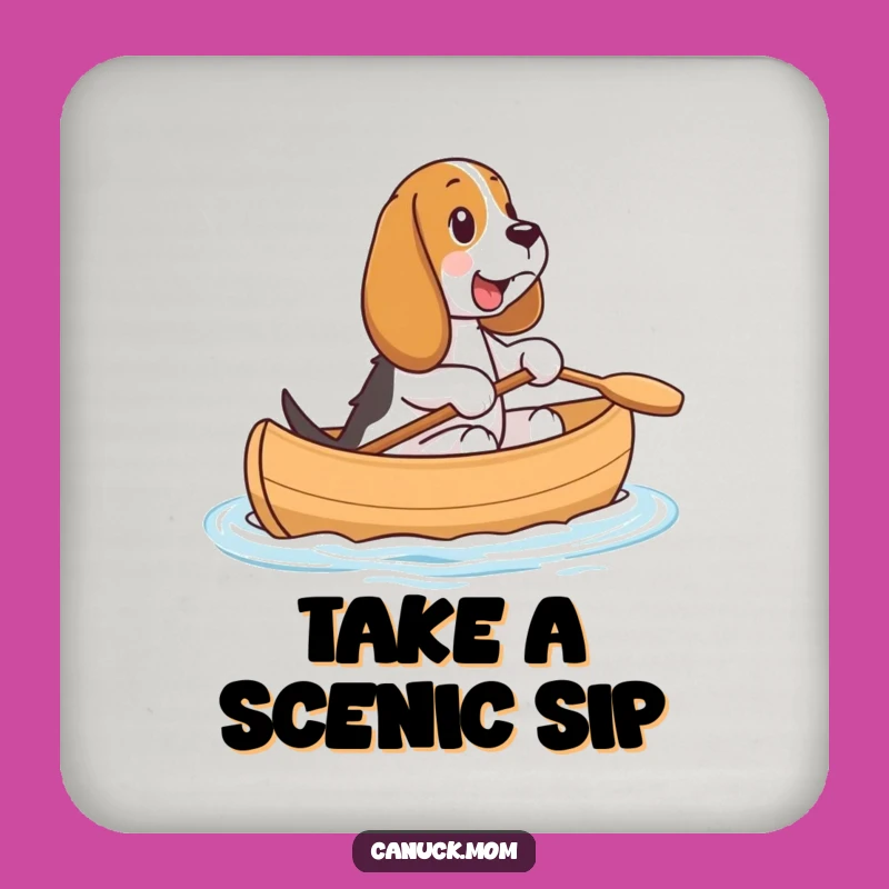 Funny Basset Hound Canoe Coaster - Happy Dog Drink Decor, Fun Funny Gift