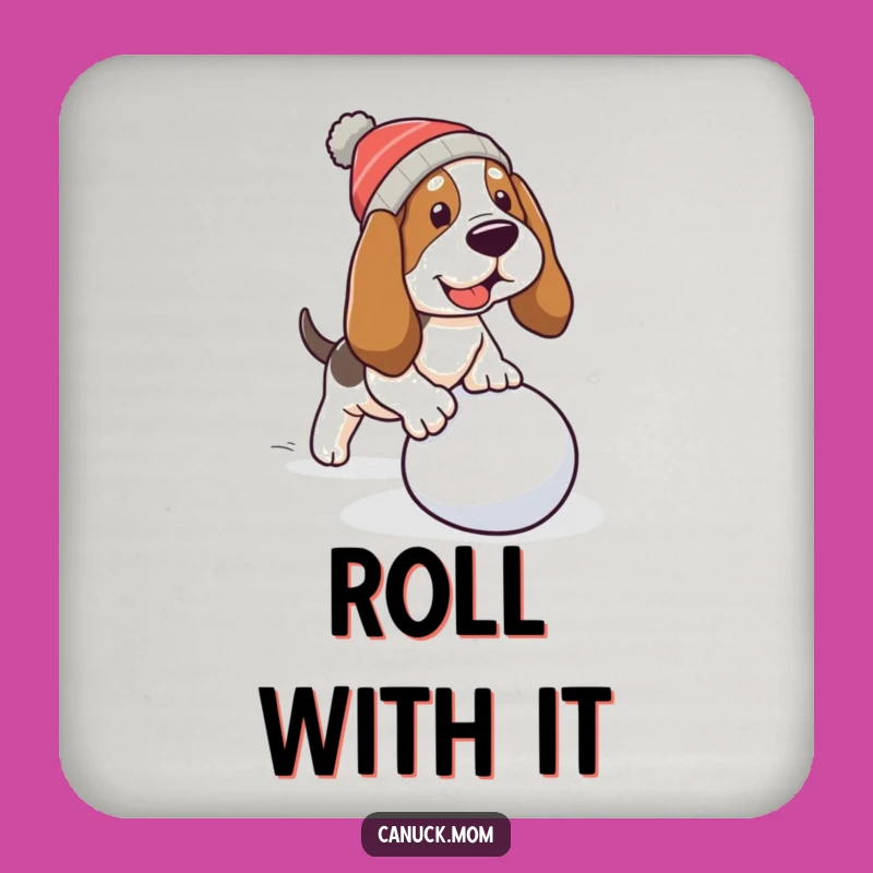 Funny Basset Hound Snowball Coaster - Tripping Dog Decor, Unique Funny Gift