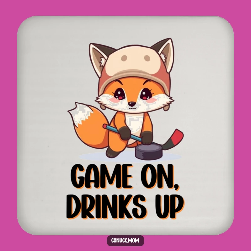 Funny Fox Hockey Puck Coaster: Protect Surfaces with Sport
