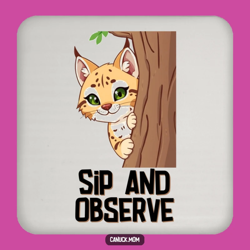 Funny Lynx Coaster Set - Protect Surfaces with Curious Humor