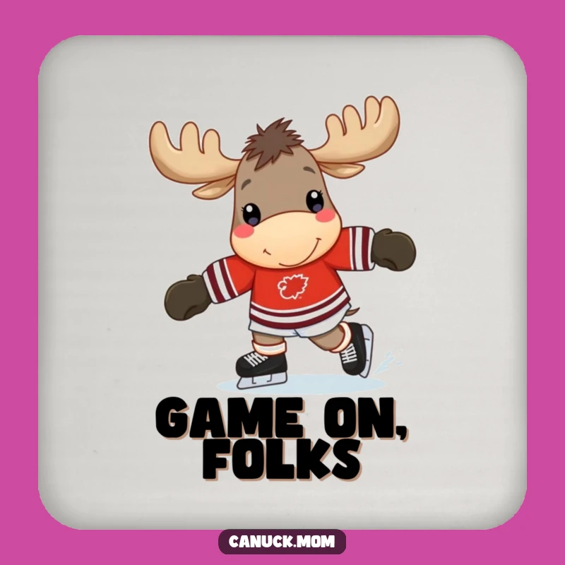 Funny Moose Hockey Coaster: Skater Protection, Humorous Table Decor