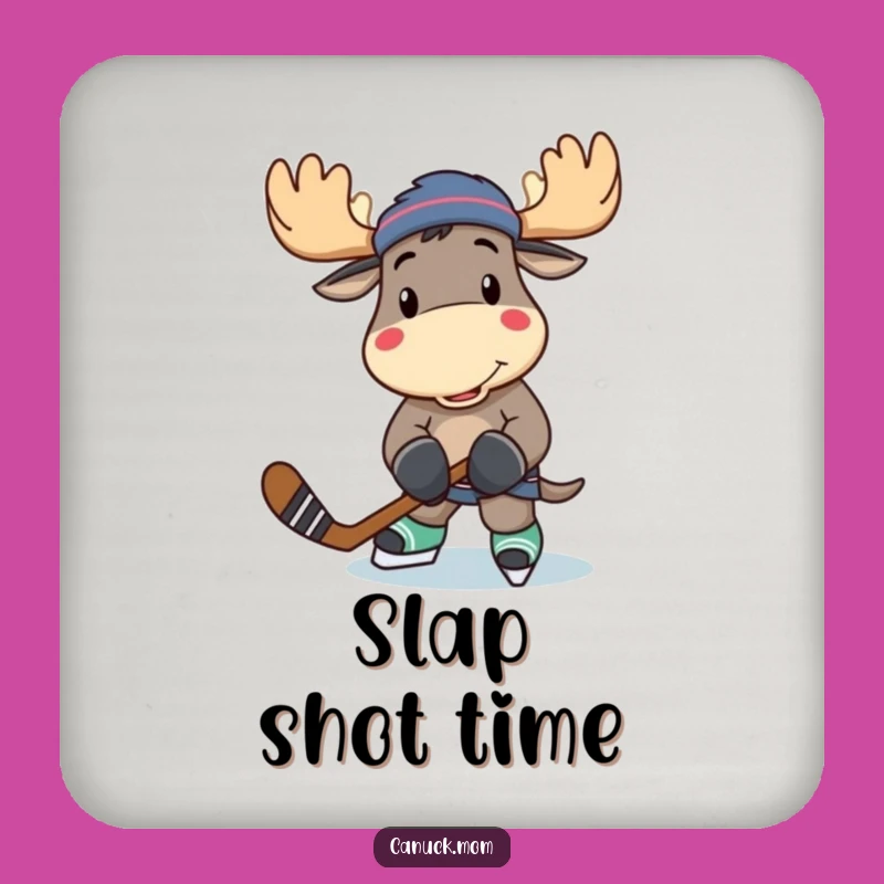 Funny Moose Hockey Player Coaster - Protect Tables with a Smile!