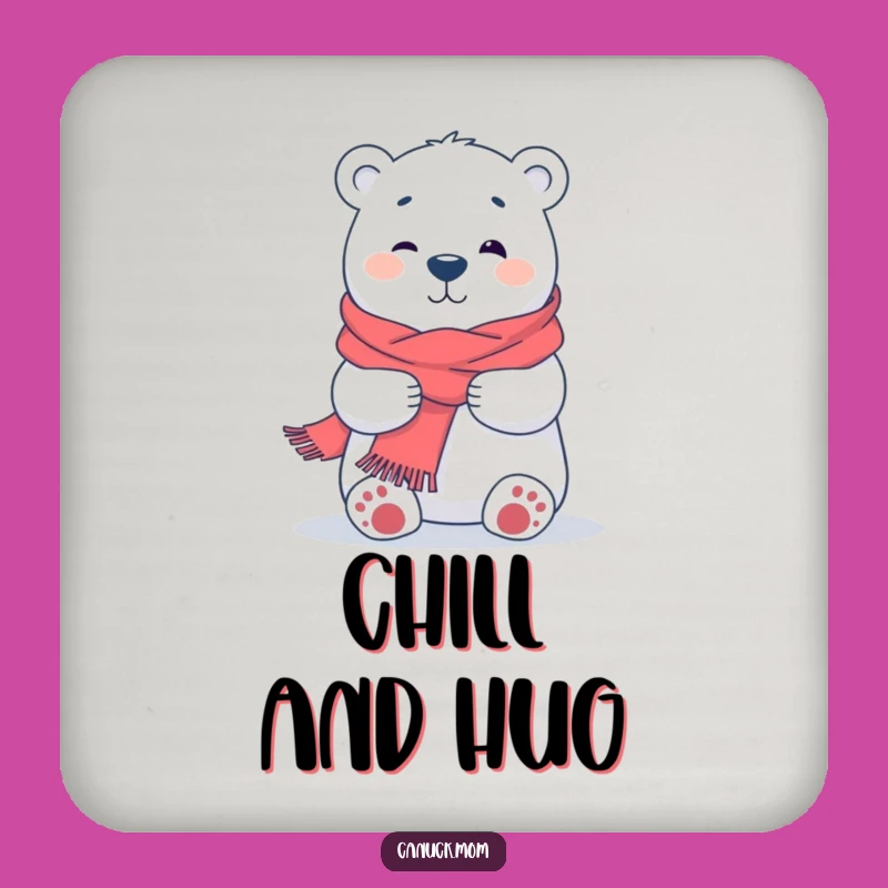 Funny Polar Bear Hug Coaster: Cute Drink Protection, Charming Gift