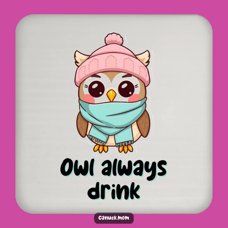 Kawaii Owl Toque Scarf Coaster - Protect Surfaces with Cute Charm