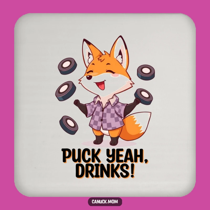 Funny Fox Juggling Pucks Coaster Set: Playful Pal for Table Protection