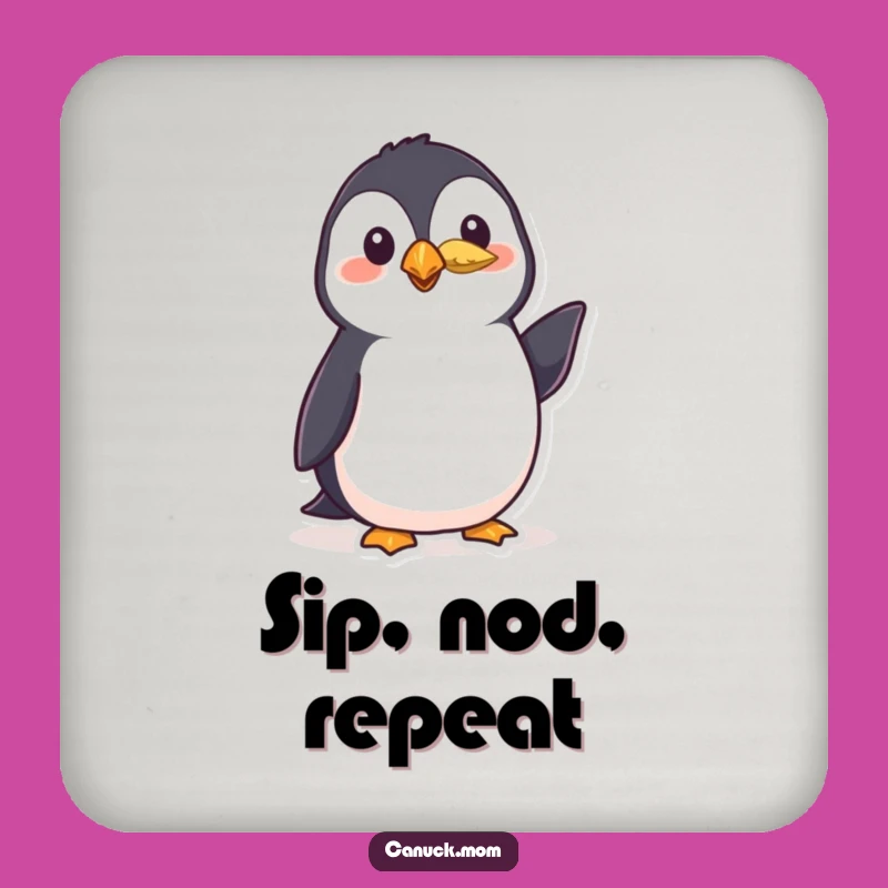 Funny Polite Puffin Coaster Set - Feathered Nod Drink Savers, a Hilarious Bird Lover Gift