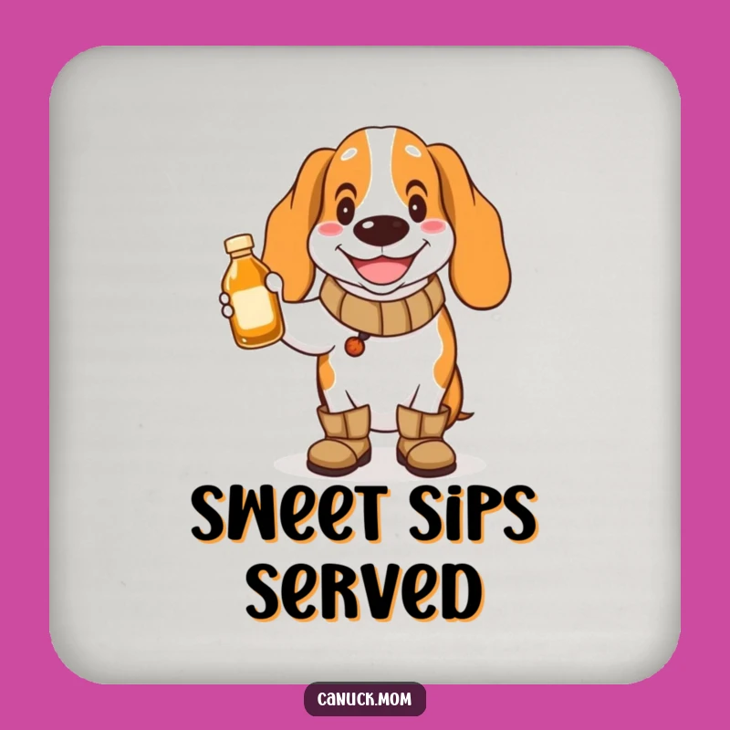 Funny Basset Hound Maple Syrup Coaster - Cheerful Boots Dog, Unique Funny Gift