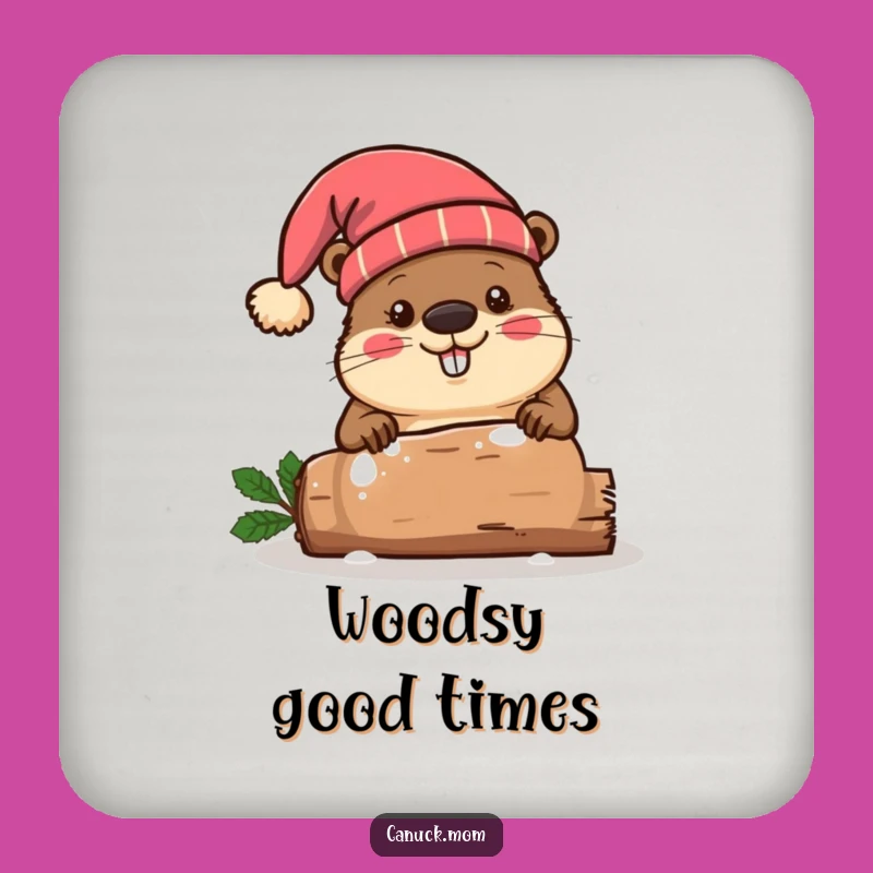 Funny Beaver Toque Coaster, Festive Log Protect, Perfect Gift for Tables