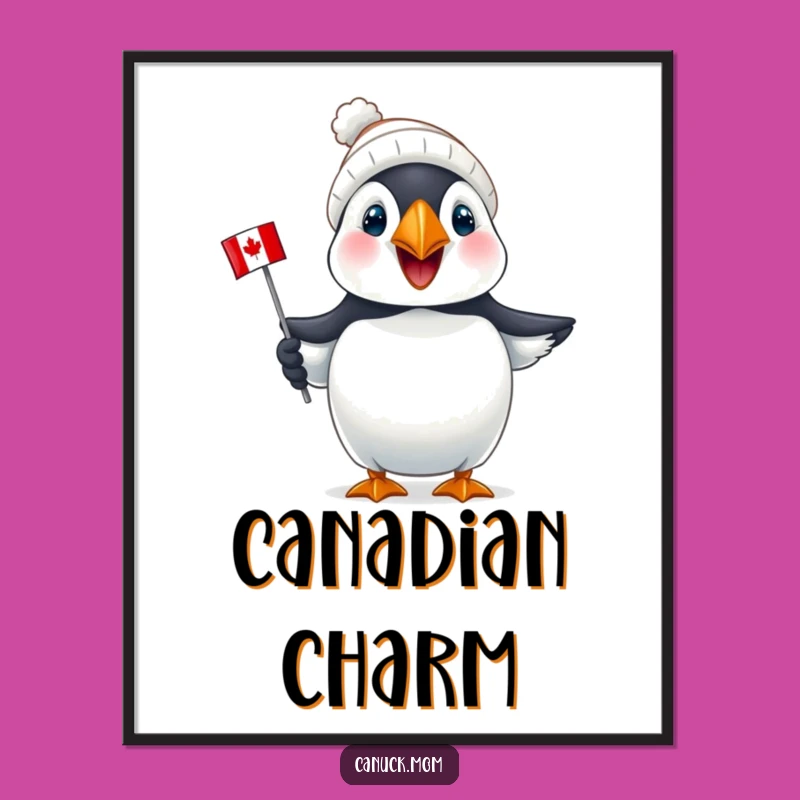 Funny Puffin Canada Poster: Joyful Puffin Wall Art, Hilarious Canadian Decor Gift!