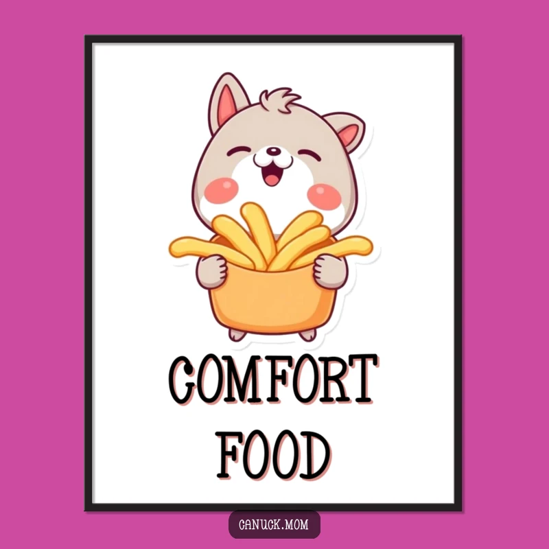 Funny Poutine Character Poster: Cheerful Wall Art for Foodies