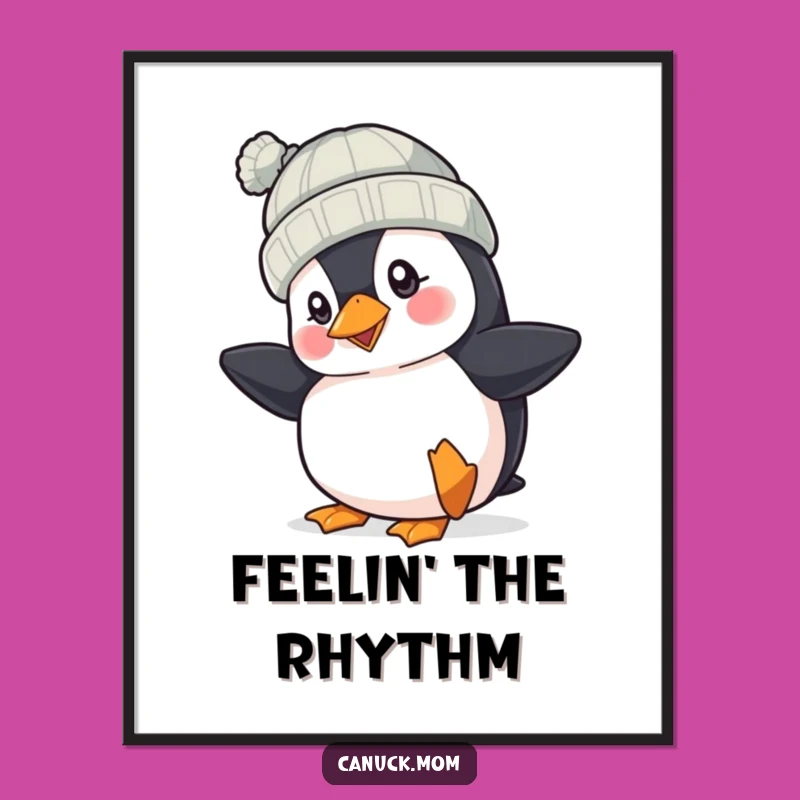 Funny Puffin Hat Poster: Tapping Bird Art, Whimsical Wall Decor, Unique Funny Gift