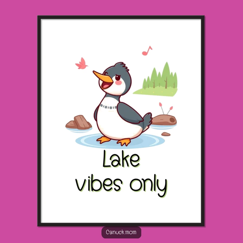 Funny Kawaii Loon Poster: Cheerful Bird Art Print, Excellent Funny Gift