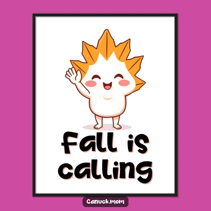 Funny Maple Leaf Wave Poster: Cheerful Character Art, A Bright Funny Gift