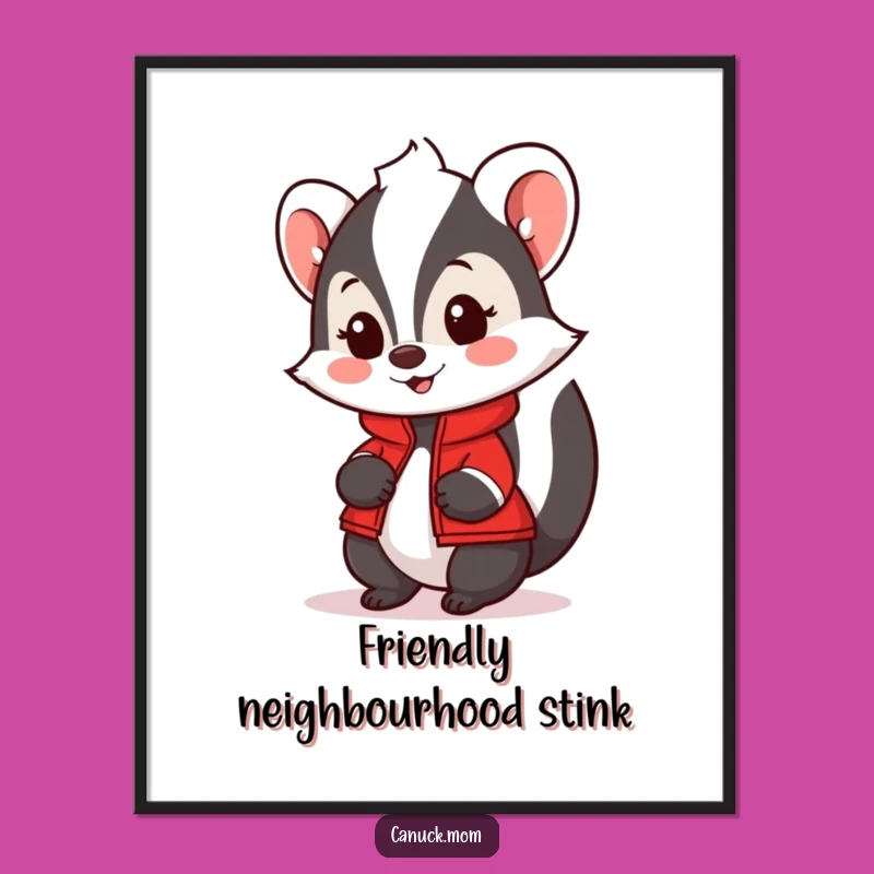 Funny Skunk Poster with Red Jacket - Charming Wall Art for a Whimsical Home