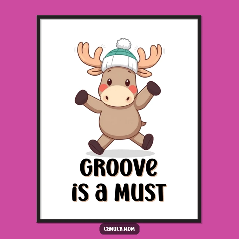 Funny Moose Dance Poster: Playful Toque Moose Art, A Whimsical Funny Gift
