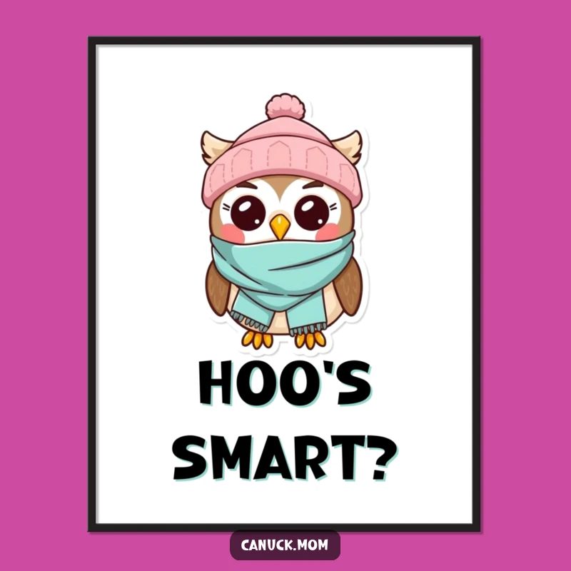Kawaii Owl Toque Scarf Poster - Adorable Winter Character Wall Art