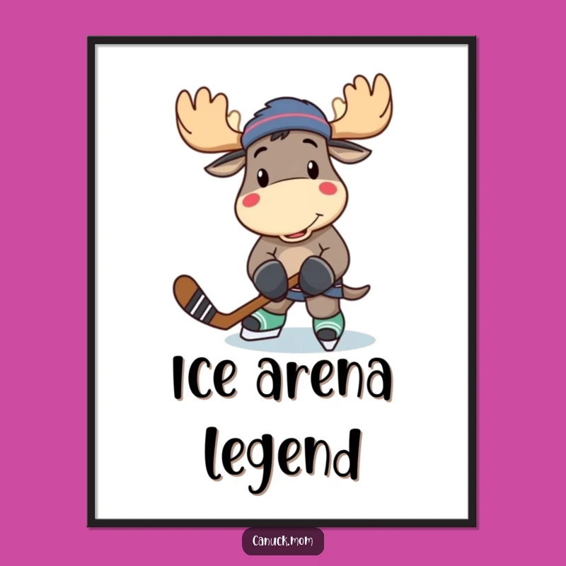 Funny Moose Hockey Player Poster - Hilarious Wall Art for Hockey Fans!