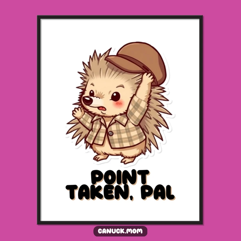 Funny Porcupine Plaid Poster: Playful Hat Tosser Wall Art Gift