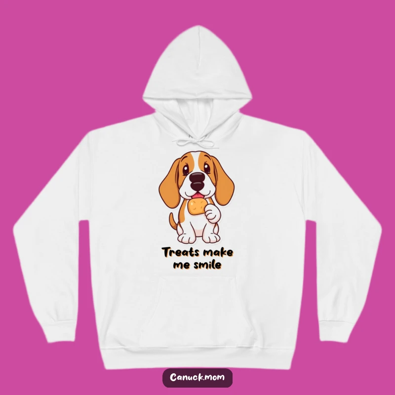 Cozy Delight: Funny Basset Hound Timbit Hoodie for Treat Lovers