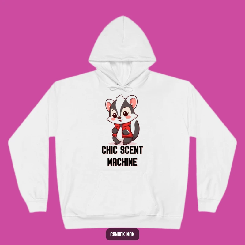 Cozy Funny Skunk Hoodie with Red Jacket - Stay Warm and Humorous