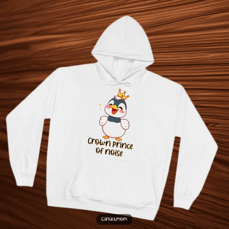 Funny Loon Hoodie featuring a majestic small crown and mid-song, a delightful and humorous gift choice.