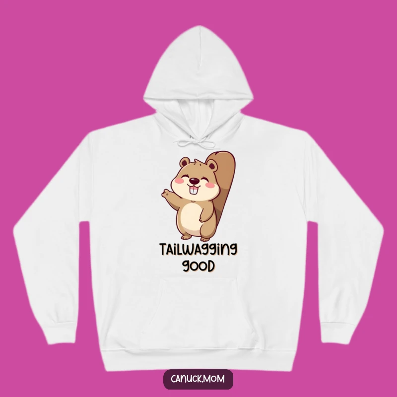 Funny Beaver Tail Character Hoodie: Cozy Greetings and Warmth