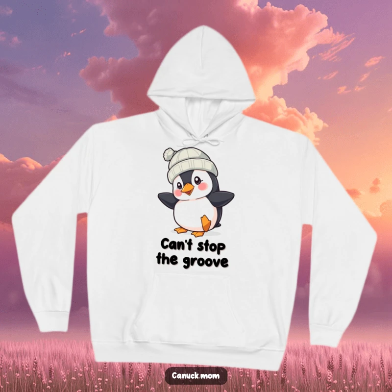 Funny Puffin Hat Hoodie: A cheerful puffin in a knit hat taps its foot, providing cozy warmth and a dose of irresistible, funny charm.