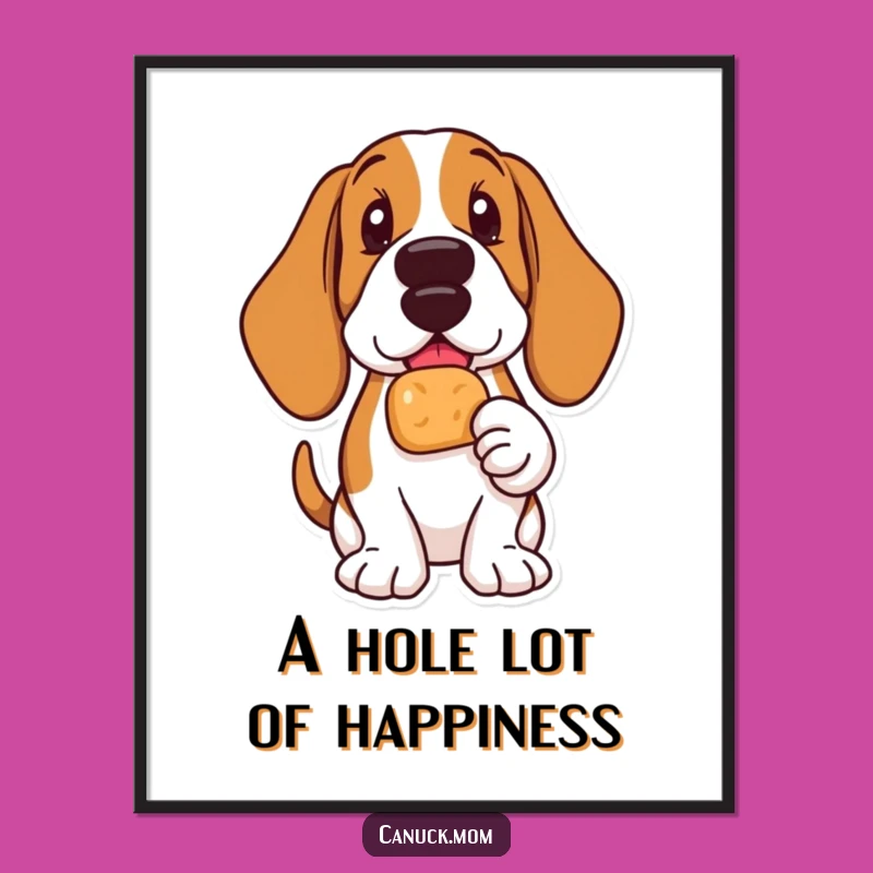 Free Printable Wall Art: Delighted Basset Hound Timbit - Whimsical Downloadable Decor