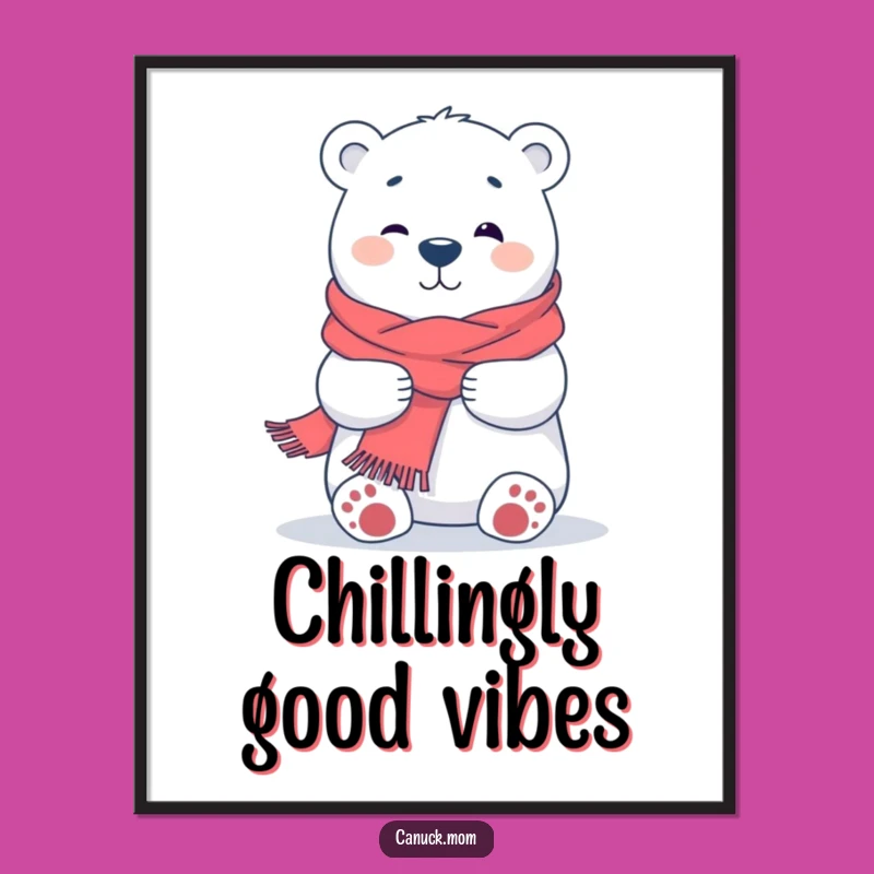 Funny Free Printable Wall Art: Hugging Polar Bear, Downloadable Cozy Decor