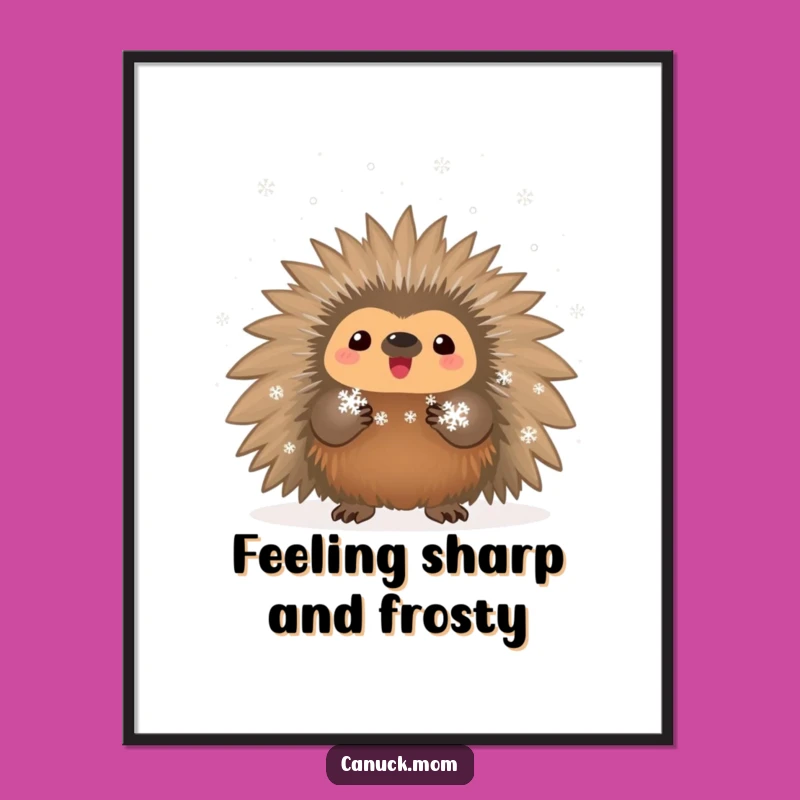 Free Printable Porcupine Wall Art: Funny Downloadable Winter Decor with Snowflakes