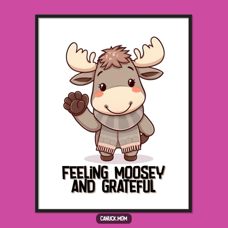 Free Printable Wall Art: Cheerful Moose Scarf Decor for a Fun Downloadable Gift