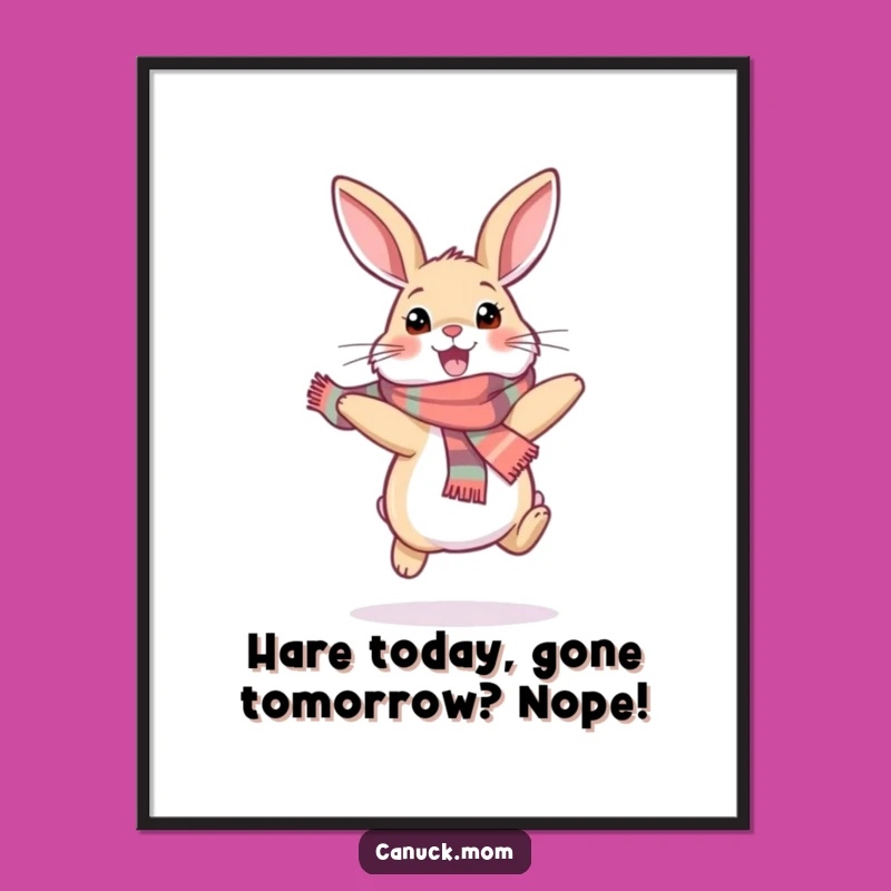 Free Printable Wall Art: Excited Snowshoe Hare, Funny Humorous Downloadable Art Print!