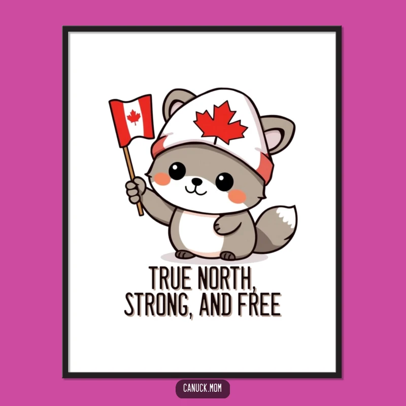 Funny Free Printable Wall Art: Canadian Animal Toque Flag - Downloadable Art