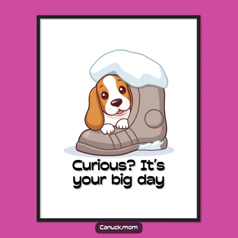 Funny Free Printable Wall Art: Curious Basset Hound Snowshoe, Whimsical Dog Art Downloadable