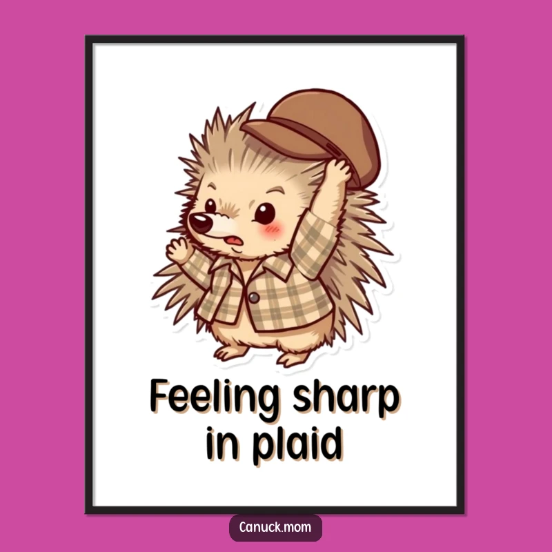 Funny Free Printable Wall Art: Plaid Porcupine Hat Throw Downloadable Decor