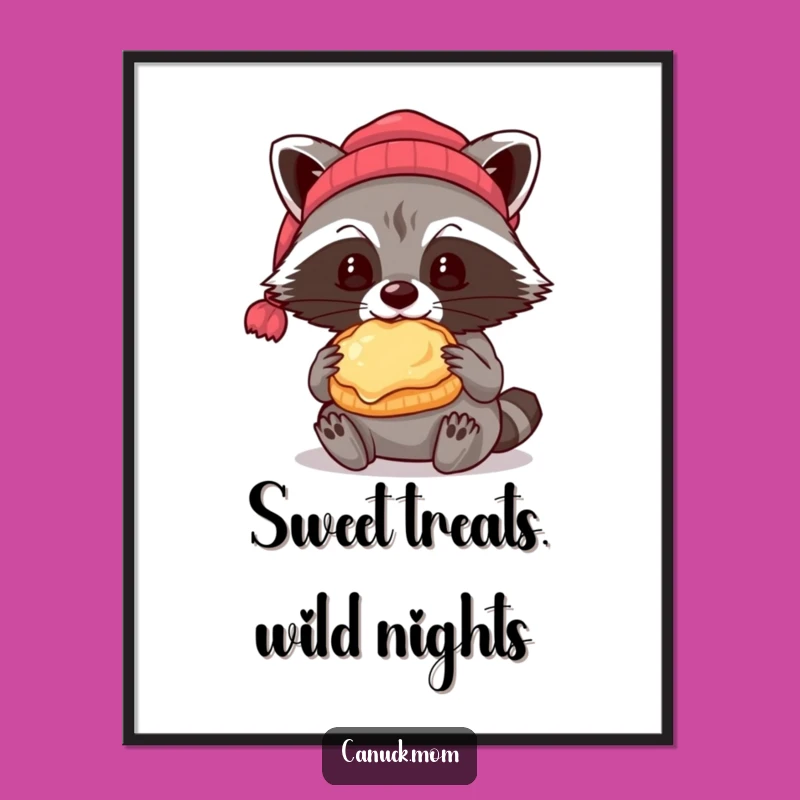 Funny Free Printable Wall Art: Raccoon Beanie Butter Tart Downloadable Decor
