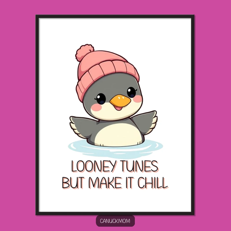 Funny Free Printable Wall Art: Serene Loon in Beanie, Humorous Downloadable Quirky Decor
